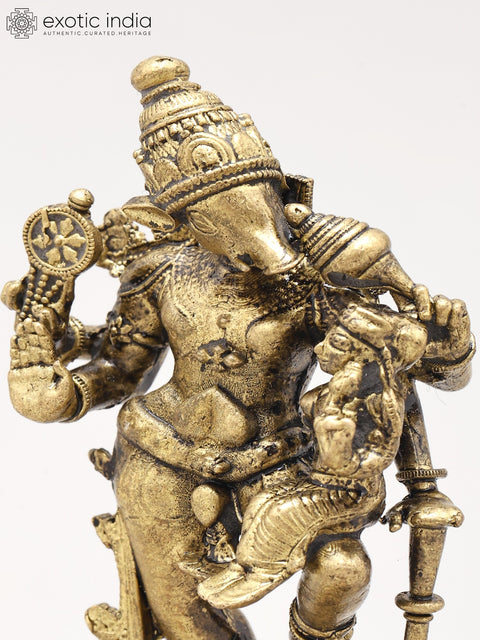 3" Small Four Armed Lord Vishnu as Varaha with Devi Lakshmi | Handmade | Copper Statue