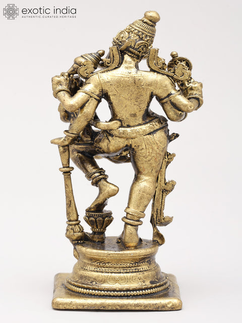 3" Small Four Armed Lord Vishnu as Varaha with Devi Lakshmi | Handmade | Copper Statue