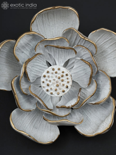 8" White & Gold Lotus Flower | Wall Decor