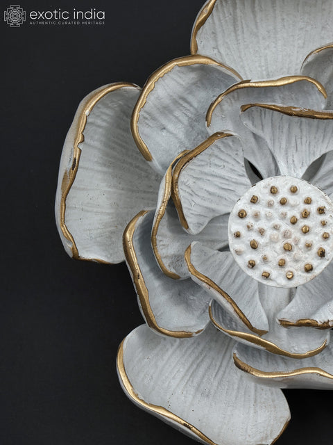 8" White & Gold Lotus Flower | Wall Decor