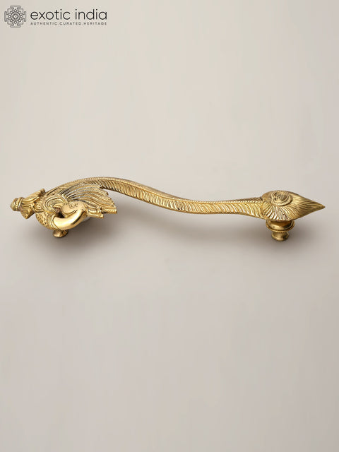 12" Peacock Design Brass Door Handle