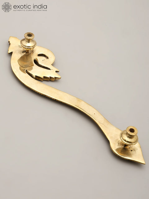 12" Peacock Design Brass Door Handle