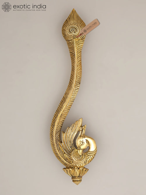 12" Peacock Design Brass Door Handle for Home Decor