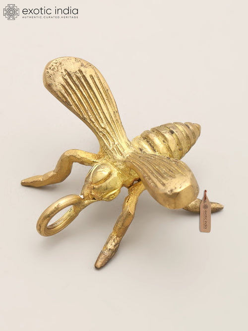 2" Small Brass Honey Bee Statue with Connector