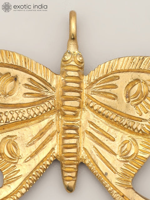 3" Small Brass Butterfly with Hanging Decor Element
