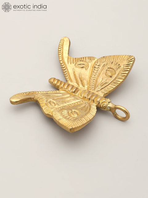 3" Small Brass Butterfly with Hanging Decor Element