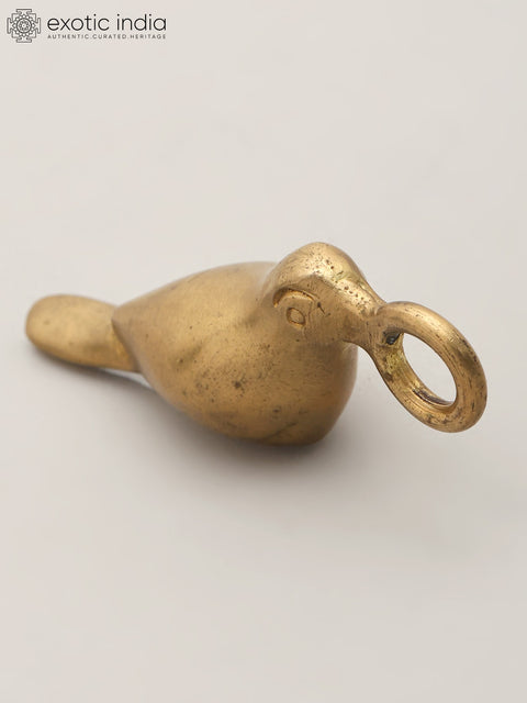 2" Small Brass Sparrow Bird with Decorative Hanging Element