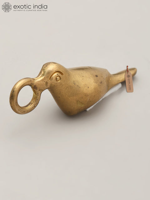 2" Small Brass Sparrow Bird with Decorative Hanging Element