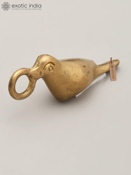 2" Small Brass Sparrow Bird Statue with Hanging Loop