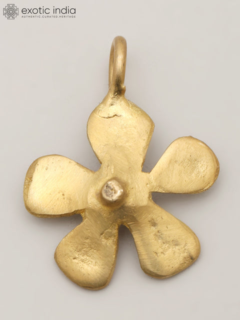 Tiny Brass Flower with Connector