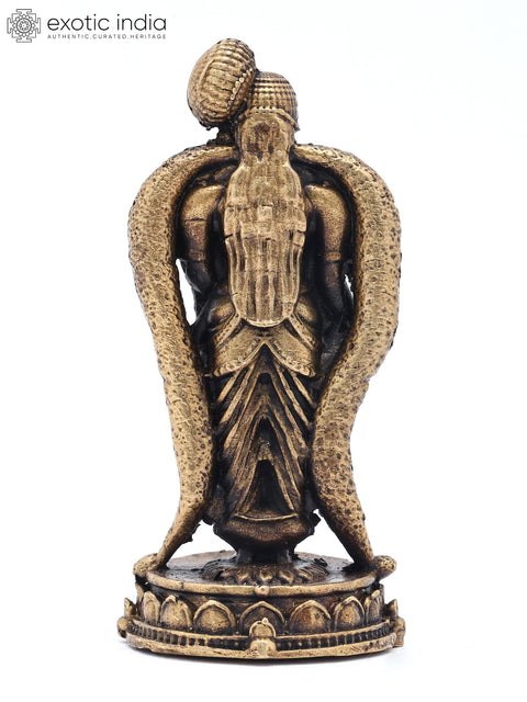 3" Small Goddess Meenakshi Standing on Pedestal - Form of Goddess Parvati | Copper Statue | Made in India