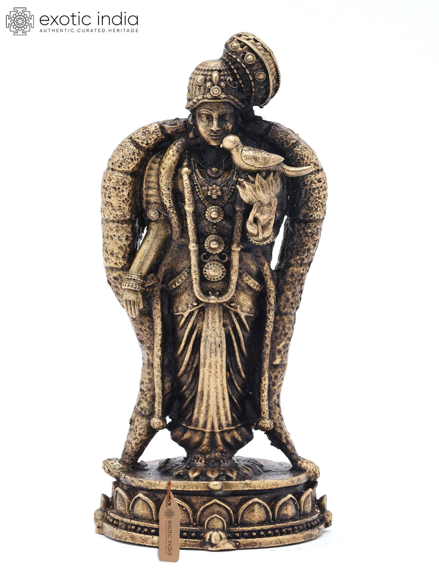 3" Copper Goddess Meenakshi Standing Statue Handmade
