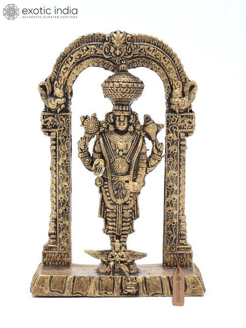 3" Copper Lord Tirupati Balaji with Garuda on Kirtimukha Arch Statue