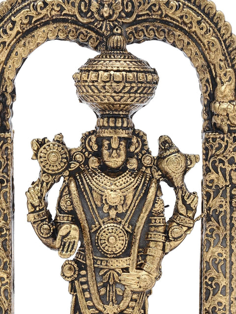 3" Small Lord Tirupati Balaji with Garuda Standing on Kirtimukha Arch | Copper Statue | Made in India