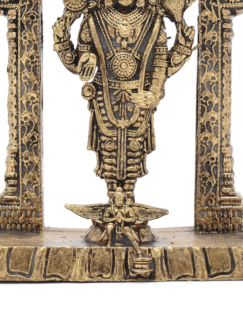 3" Small Lord Tirupati Balaji with Garuda Standing on Kirtimukha Arch | Copper Statue | Made in India