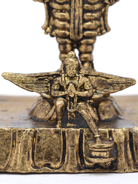 3" Small Lord Tirupati Balaji with Garuda Standing on Kirtimukha Arch | Copper Statue | Made in India