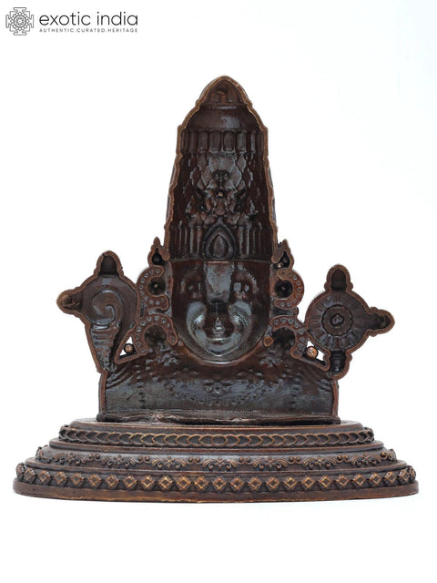 3" Small Bust of Tirupati Balaji with Vaishnava Symbols | Copper Statue | Made in India