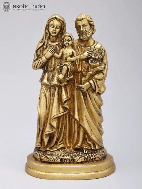 Small Handcrafted Brass Nativity Scene Set (Birth of Jesus Christ) | Complete Holy Family Set of 18 Statues