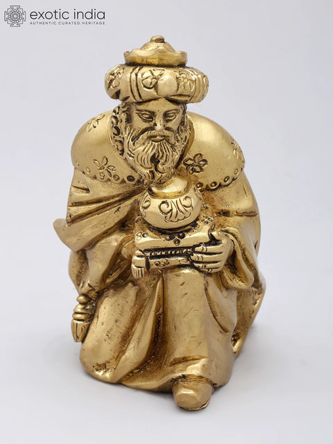 Small Handcrafted Brass Nativity Scene Set (Birth of Jesus Christ) | Complete Holy Family Set of 18 Statues