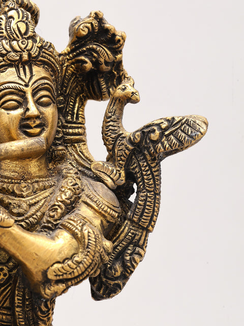 10" Gopala Lord Krishna, The Protector of Cows | Brass Statue