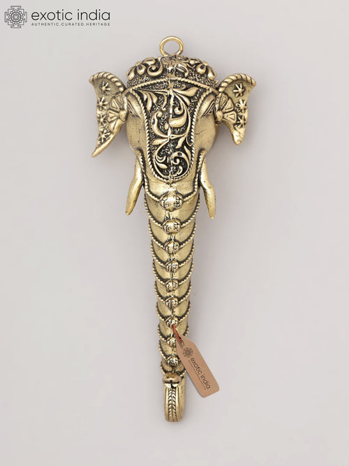 5" Small Brass Royal Elephant Face Wall Hanging Statue
