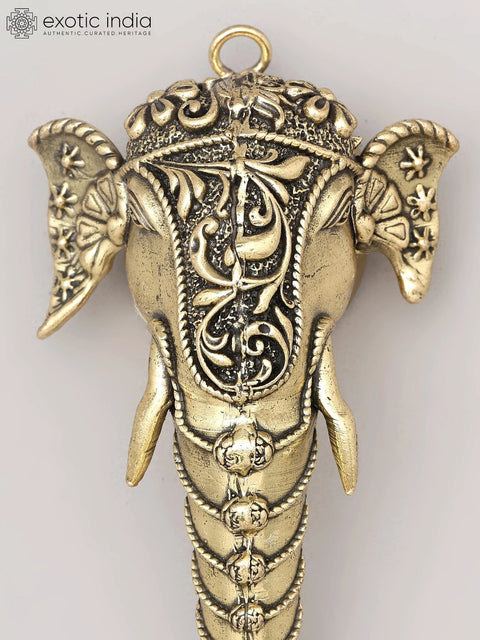 5" Small Superfine Royal Elephant Face Wall Hanging | Brass Statue