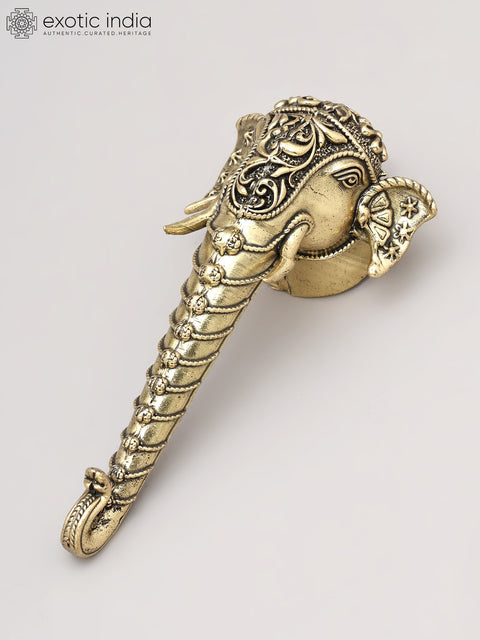 5" Small Superfine Royal Elephant Face Wall Hanging | Brass Statue