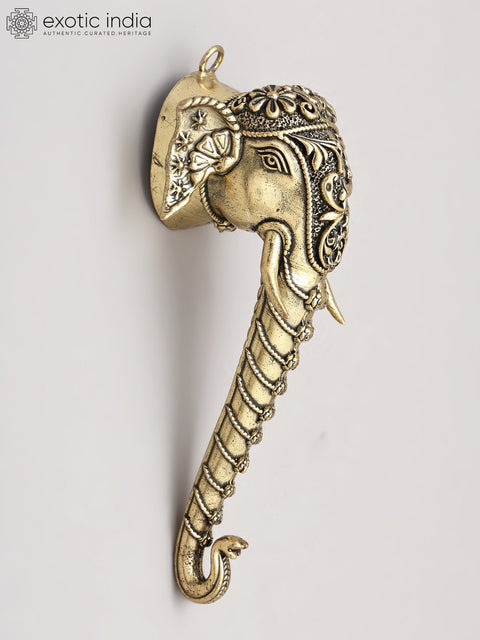 5" Small Superfine Royal Elephant Face Wall Hanging | Brass Statue