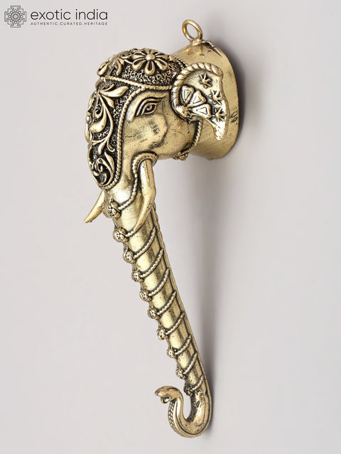 5" Small Superfine Royal Elephant Face Wall Hanging | Brass Statue