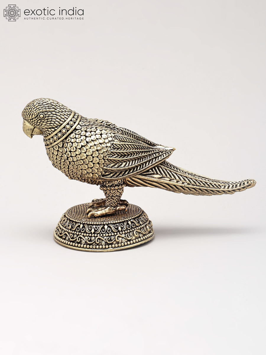 6" Superfine Handmade Brass Parrot Statue for Home Decor
