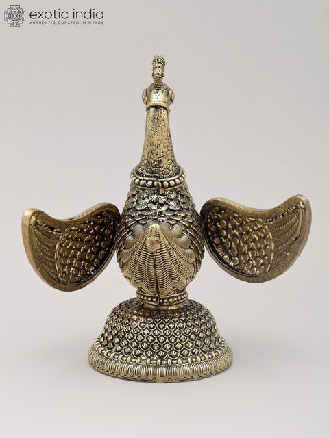 6" Small Superfine Decorative Peacock with Open Wings | Table Decor | Brass Statue