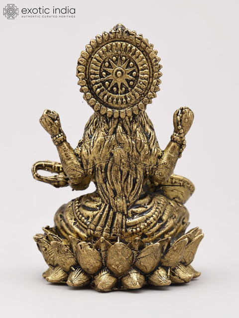 Small Goddess Saraswati Seated on Lotus with Veena | Copper Statue | Made in India
