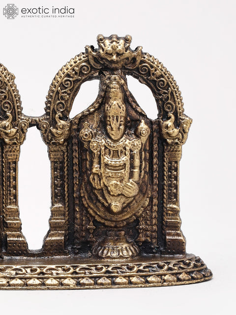 2" Small Lord Tirupati Balaji (Venkateshwara) and Goddess Padmavati | Handmade | Copper Statue