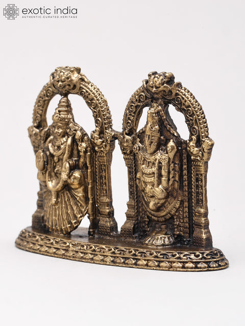 2" Small Lord Tirupati Balaji (Venkateshwara) and Goddess Padmavati | Handmade | Copper Statue