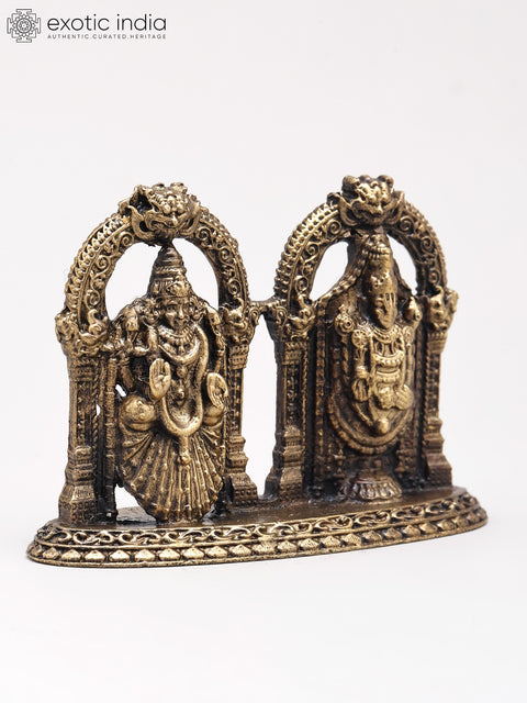2" Small Lord Tirupati Balaji (Venkateshwara) and Goddess Padmavati | Handmade | Copper Statue