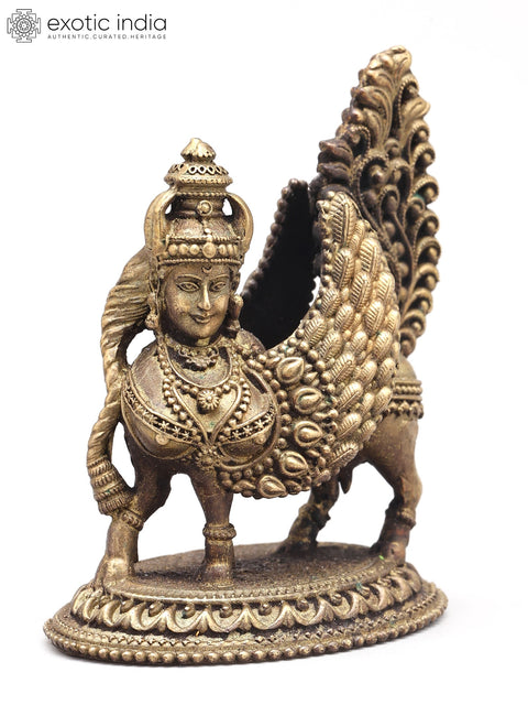 3" Small Goddess Kamadhenu - Symbol of Abundance and Blessings | Handmade | Copper Statue