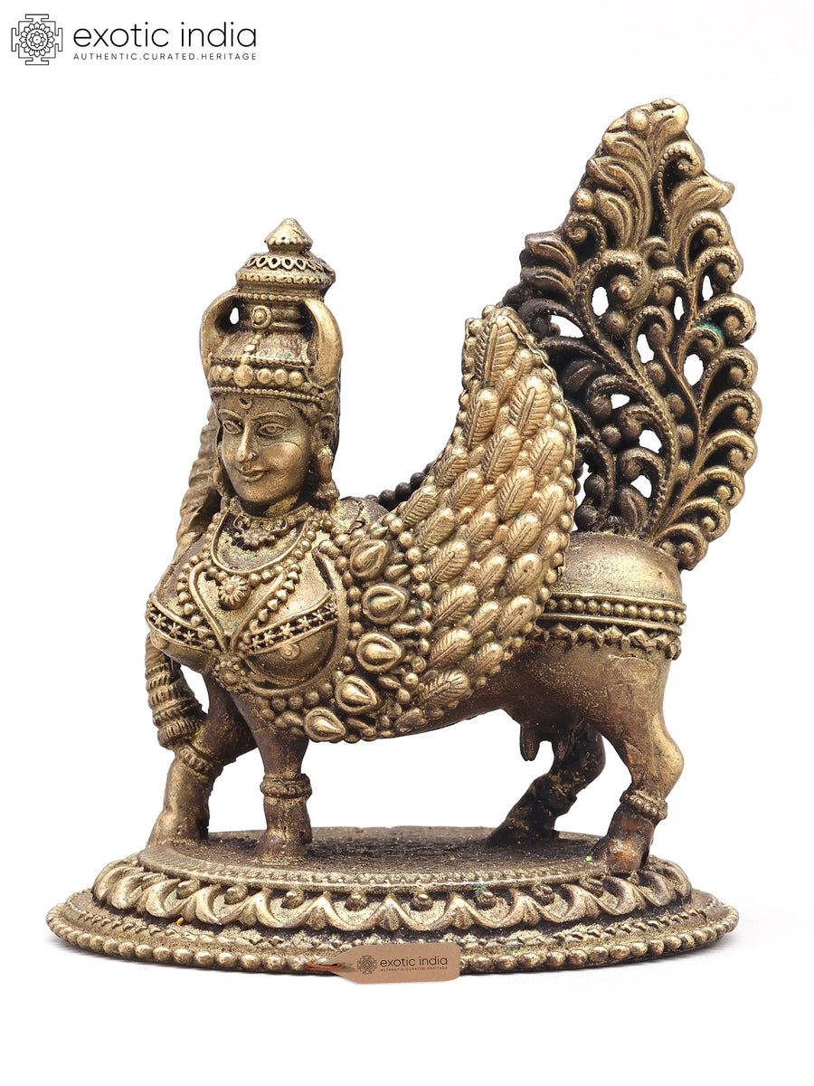 3" Handmade Goddess Kamadhenu Copper Statue for Pooja