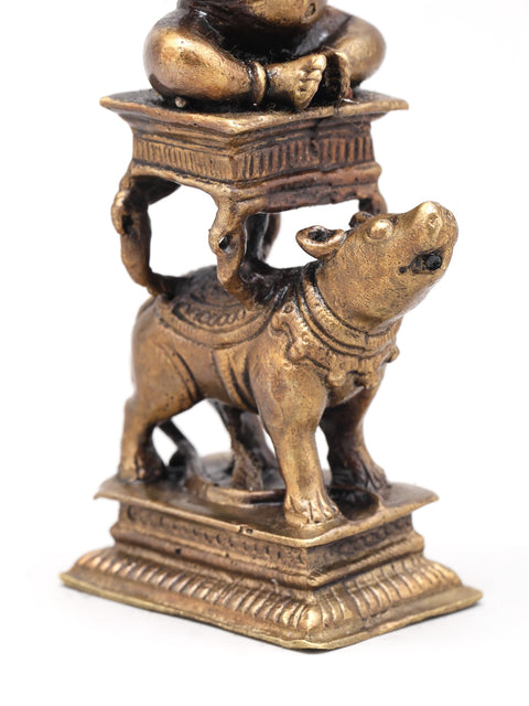 4" Small Lord Ganesha Seated on Mushak - Symbol of Strength and Wisdom