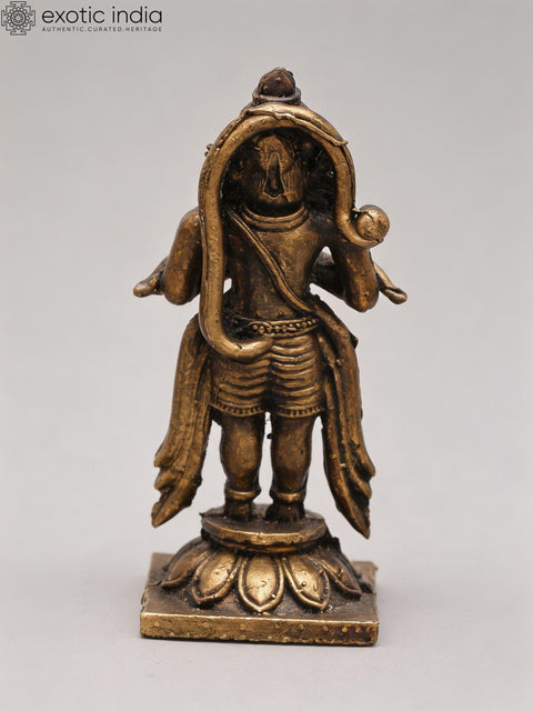 2" Small Lord Hanuman Standing on Lotus with Namaskar Mudra | Copper Statue | Made in India