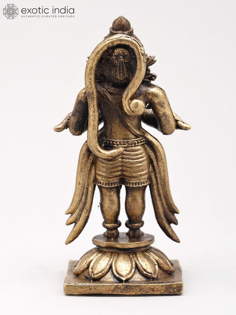 3" Small Lord Hanuman Standing on Lotus with Namaskar Mudra | Copper Statue | Made in India