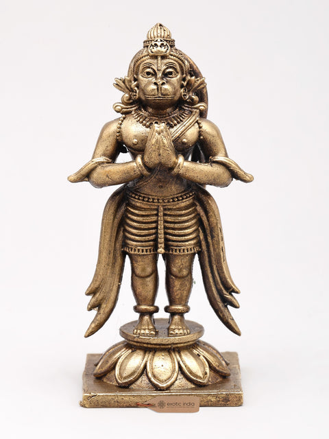 3" Small Lord Hanuman Standing on Lotus with Namaskar Mudra | Copper Statue | Made in India