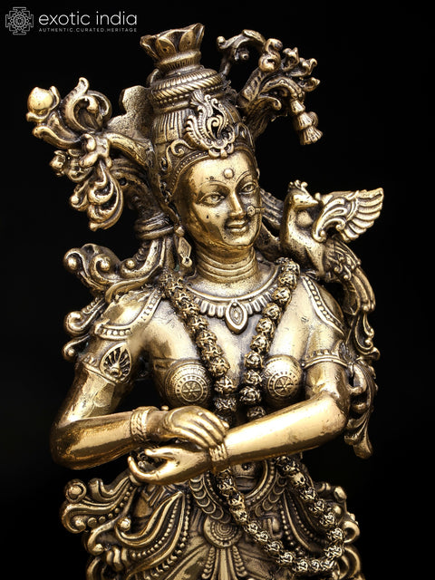 10" Brass Superfine Standing Radha Krishna | Pair of Brass Statues