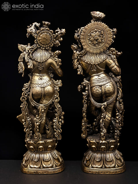 10" Brass Superfine Standing Radha Krishna | Pair of Brass Statues
