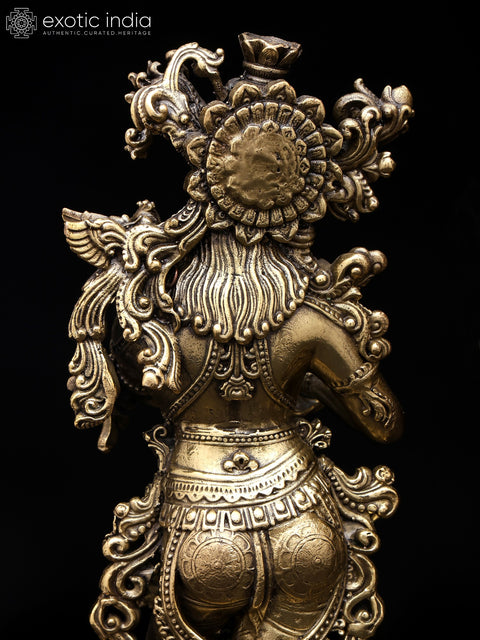 10" Brass Superfine Standing Radha Krishna | Pair of Brass Statues