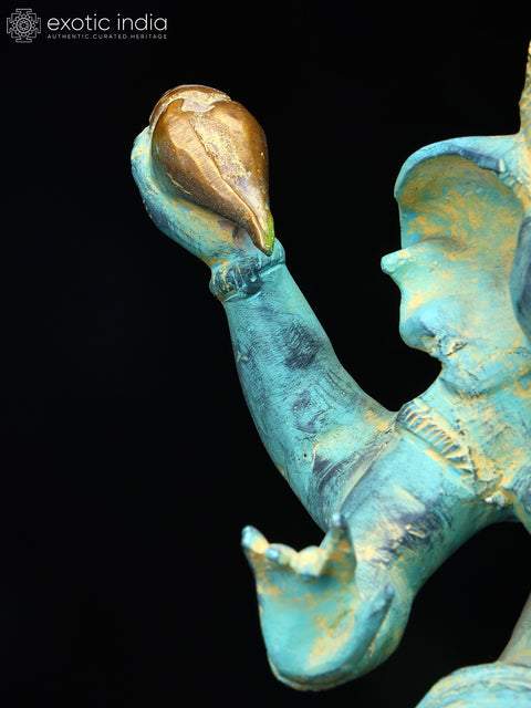 15" Blue Color Dancing Lord Ganesha | Brass Statue