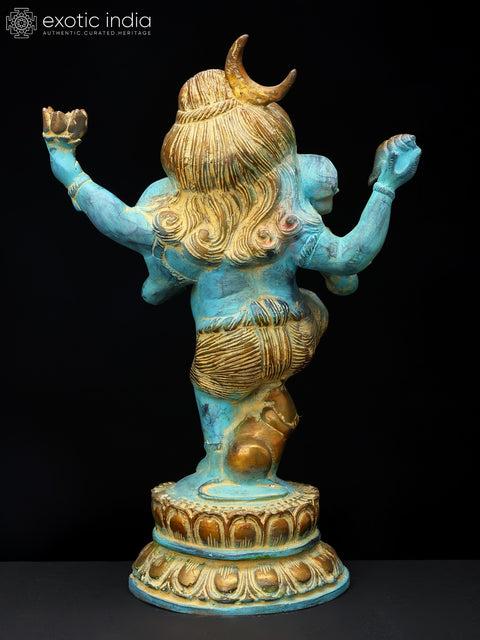 15" Blue Color Dancing Lord Ganesha | Brass Statue