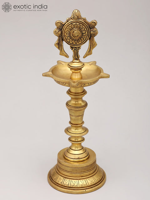 12" Five Wicks Chakra Lamp in Brass