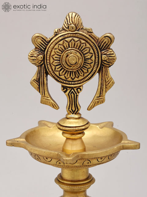 12" Five Wicks Chakra Lamp in Brass