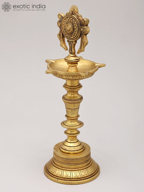 12" Five Wicks Chakra Lamp in Brass