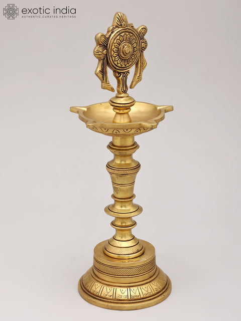 12" Five Wicks Chakra Lamp in Brass